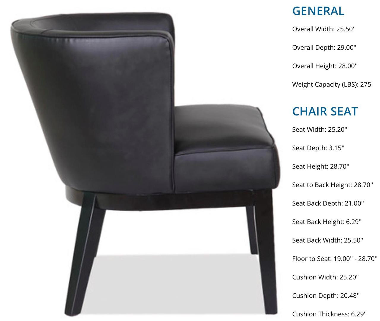 Office Source Bowery Barrel Back Black Vinyl Arm Chair 5209