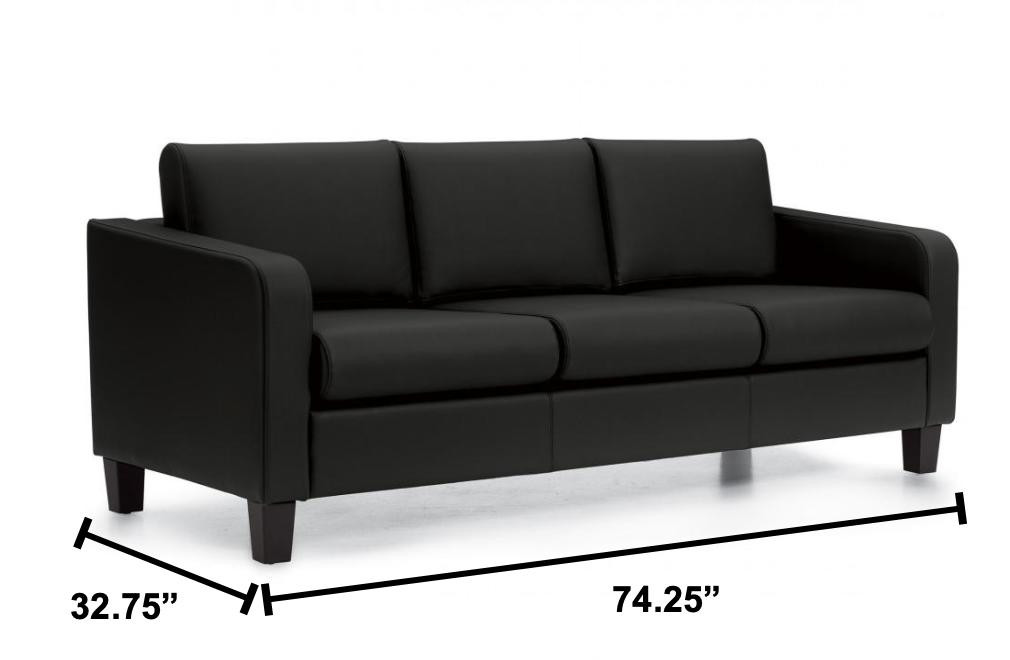 Offices To Go Black Luxhide Reversible Cushion Sofa 13053