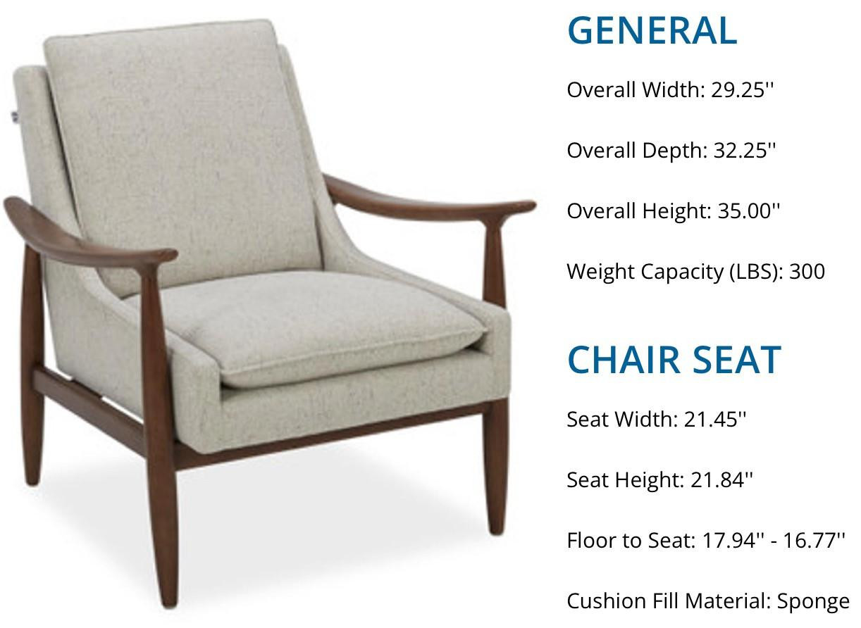 Office Source Mira Wood Arm Upholstered Mid Century Modern Lounge
