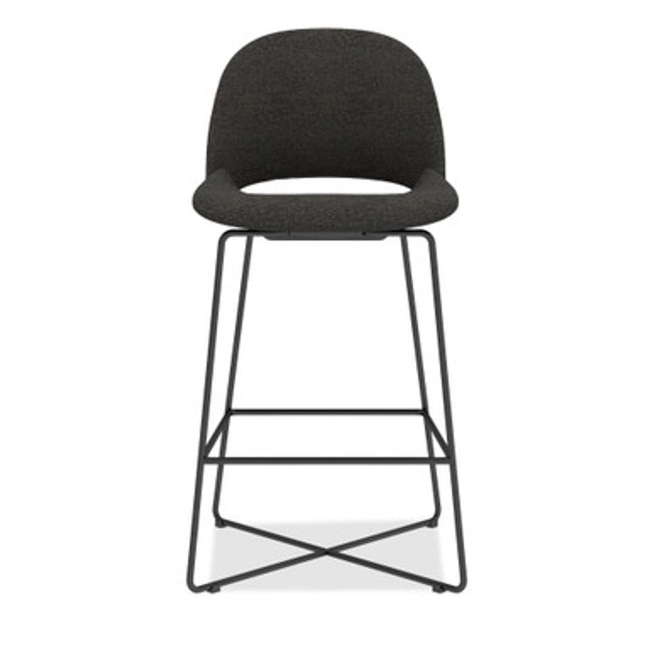 Office Source Jola Bar Fabric Bar Stool with Black Metal Base OSST7001 2 Pack