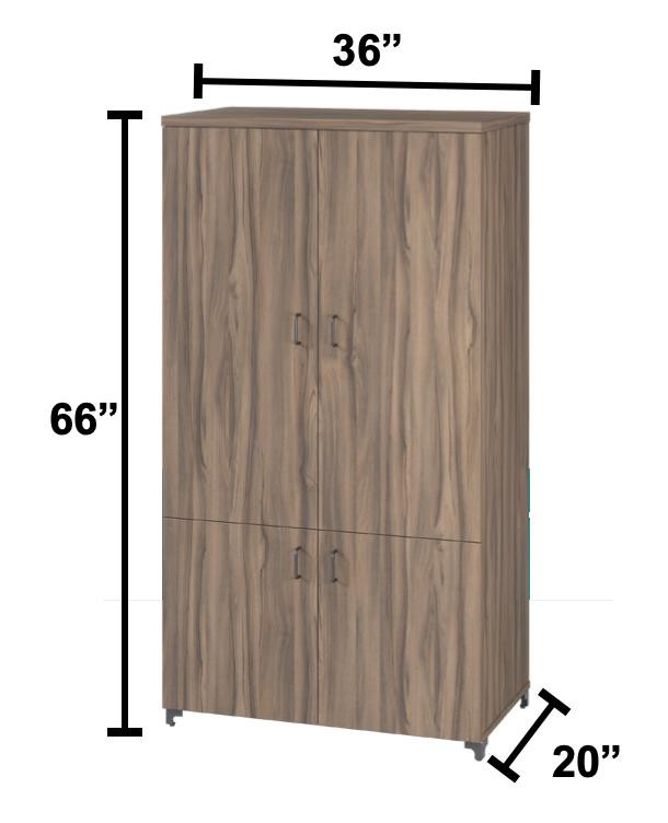 Right Angle Tevita Vertical Cabinet with Shelves and Closed Doors