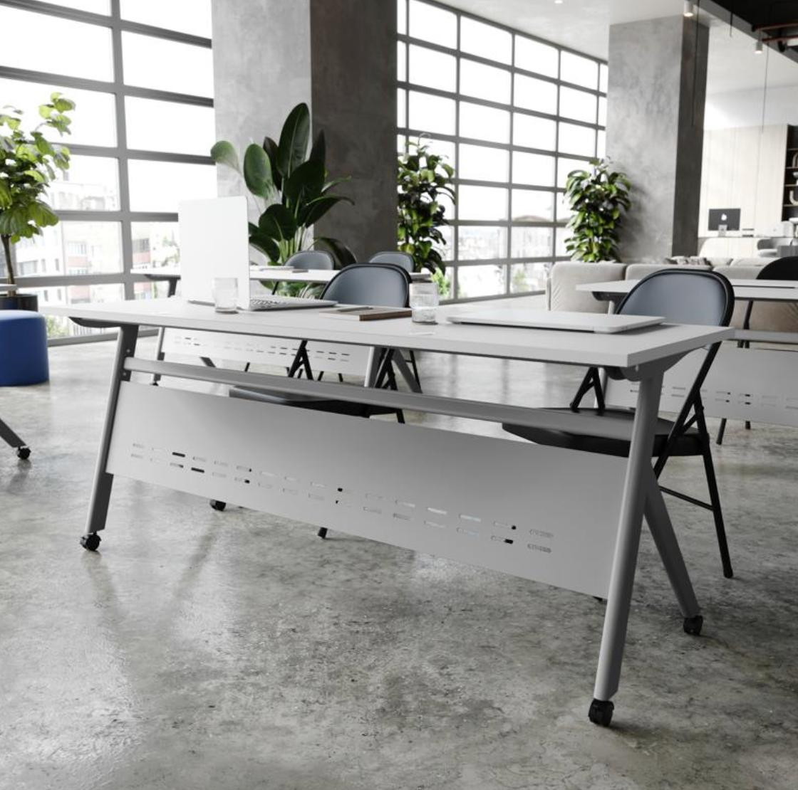 家具 TEC SL5300 Flash Furniture 6' x 2' Gray Flip Top Nesting Training Table with