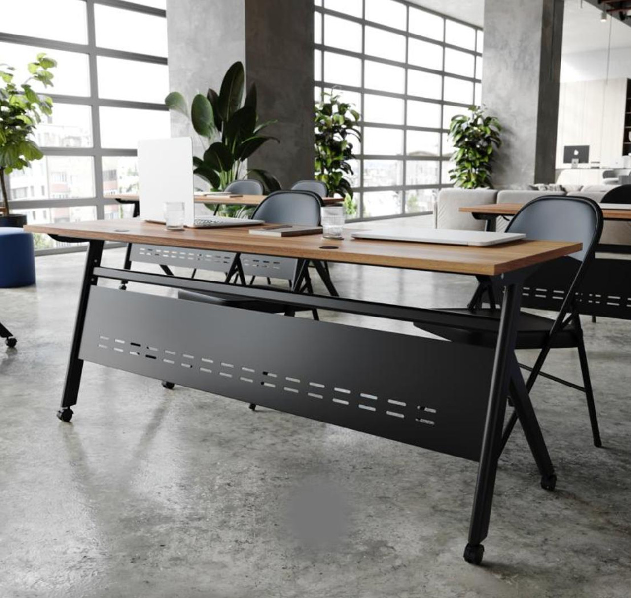 Flash Furniture 6' x 2' Walnut Laminate Flip Top Nesting