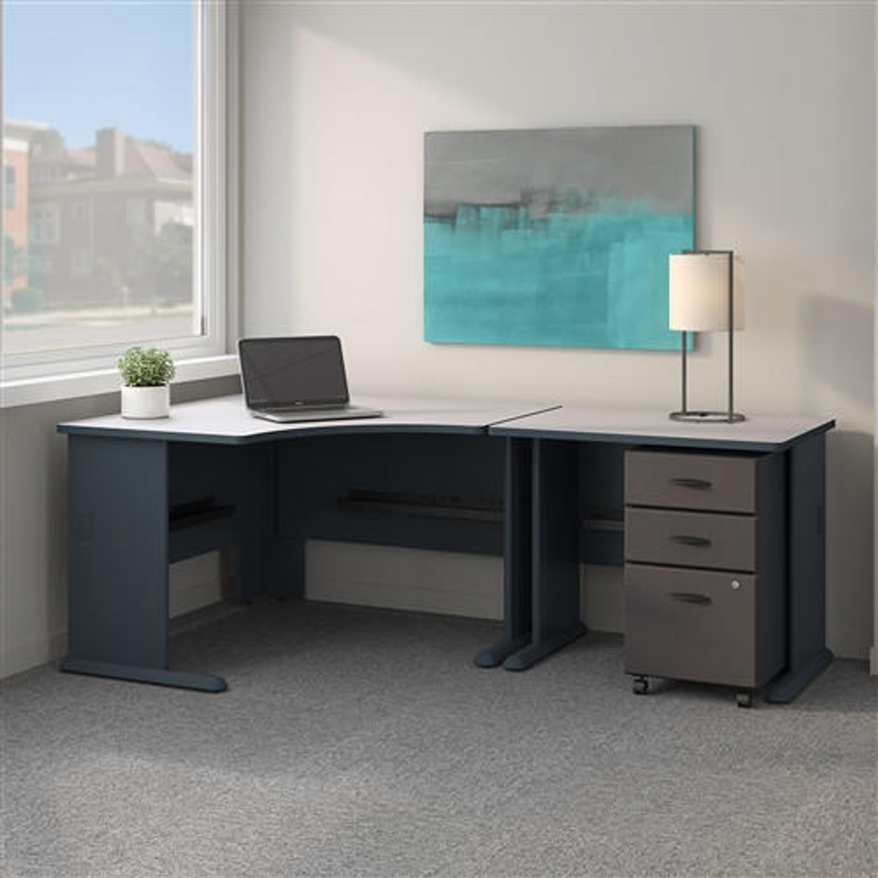 オフィス家具 Shab Urban L-Shaped Desk with Adjustable Height Right Return - 60