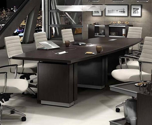 Global Zira Series 12' Boat Shaped Boardroom Table