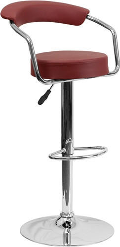 Retro Modern Burgundy Vinyl Bar Stool