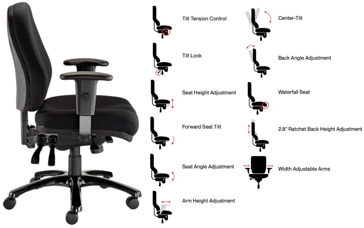 Tilt Tension Office Chair With Locking Swivel Eurotech Seating 24/7