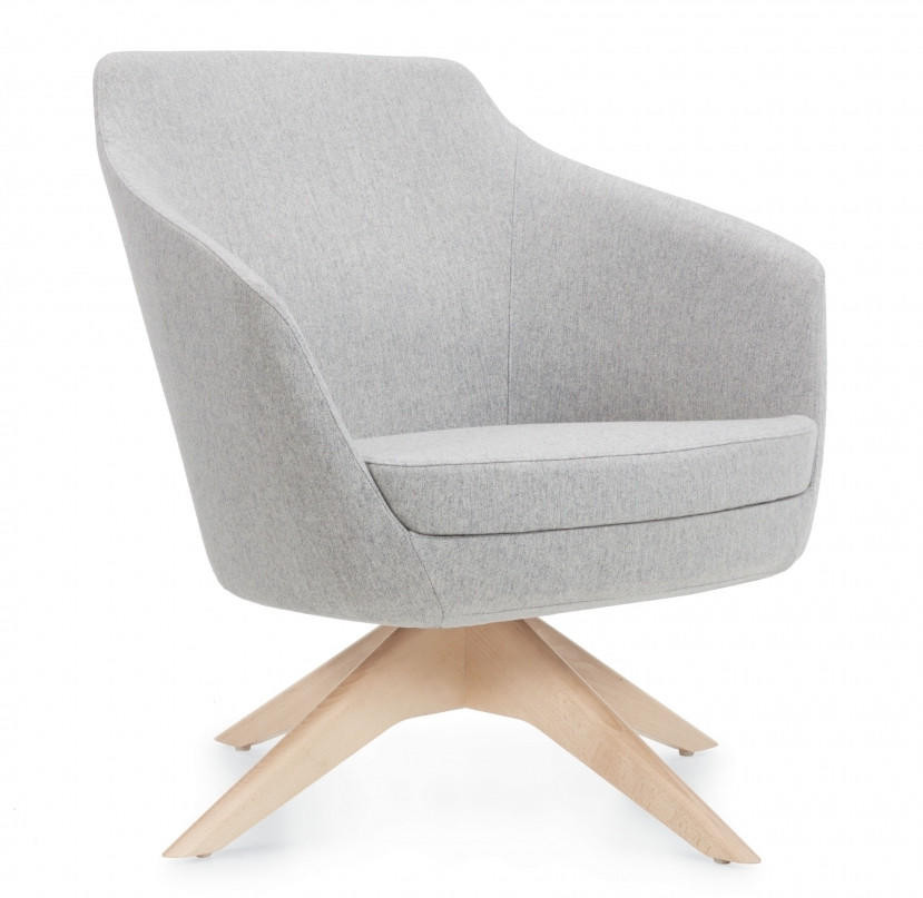 Global Drift Low Back Lounge Chair with Wood Swivel Base