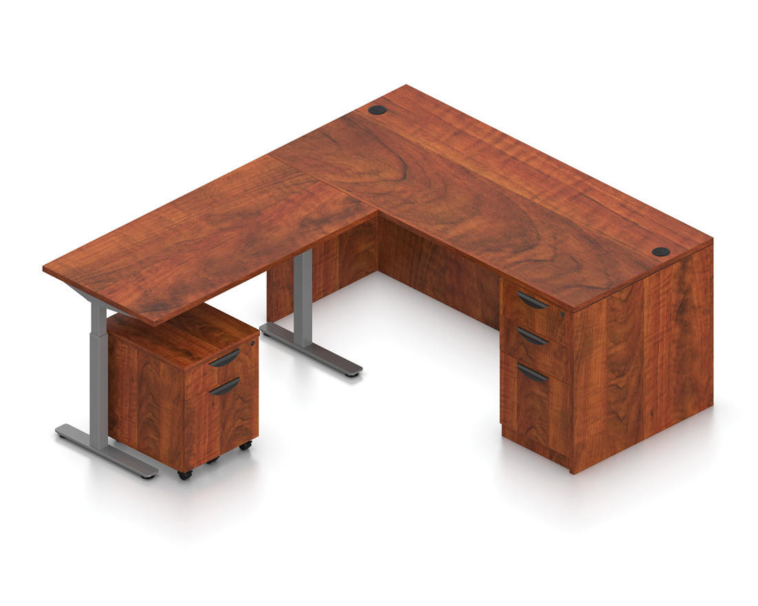 Offices To Go Superior Laminate Reversible L-Desk with Height