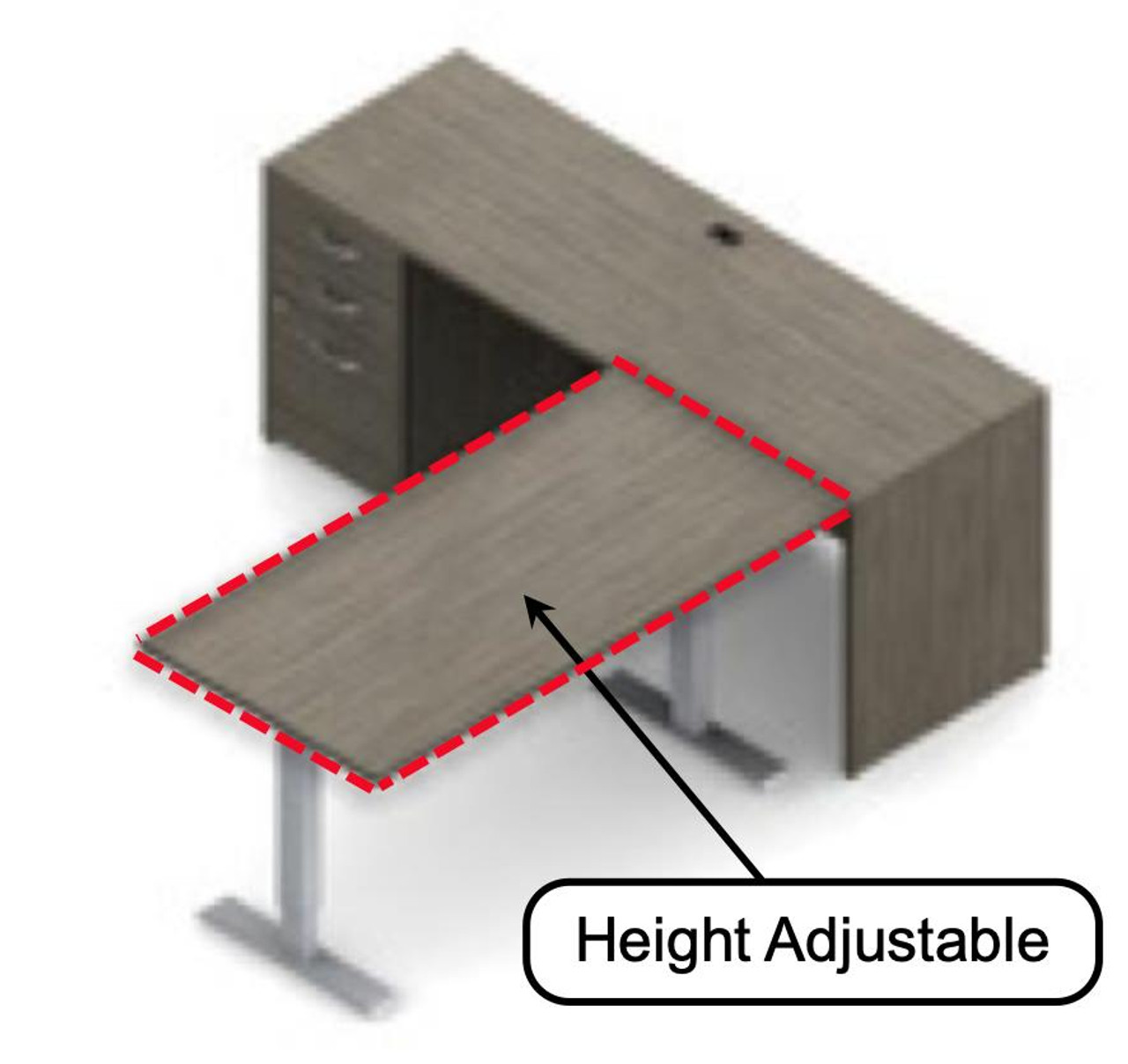 Global Zira Height Adjustable L Shaped Desk