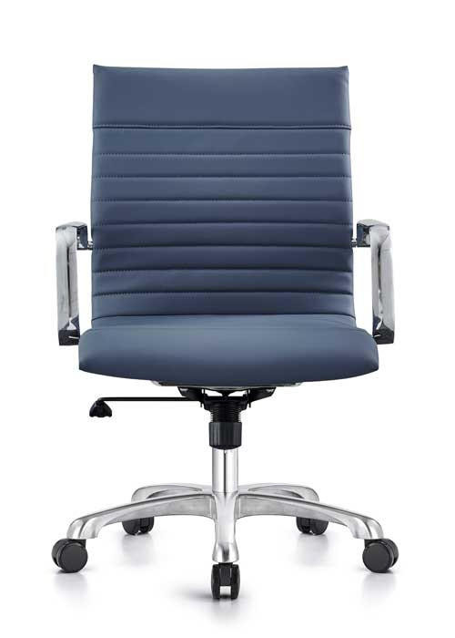 Woodstock Janis Mid Back Blue Nappa Leather Office Chair