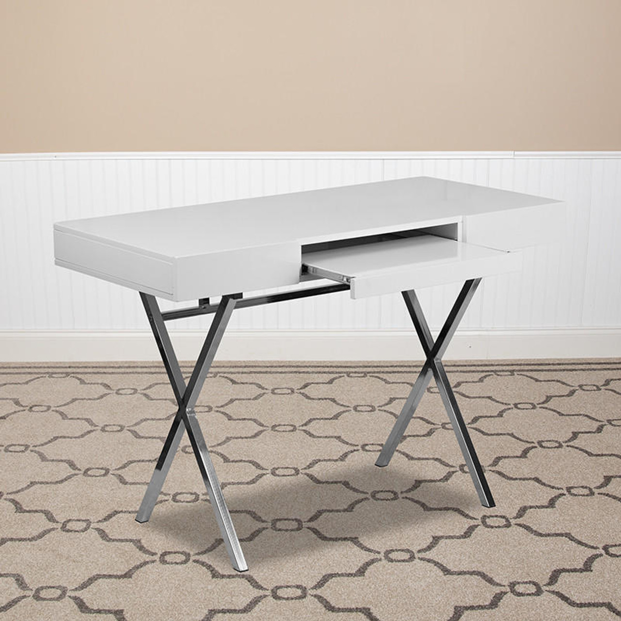 Flash Furniture White Computer Desk with Keyboard Tray and