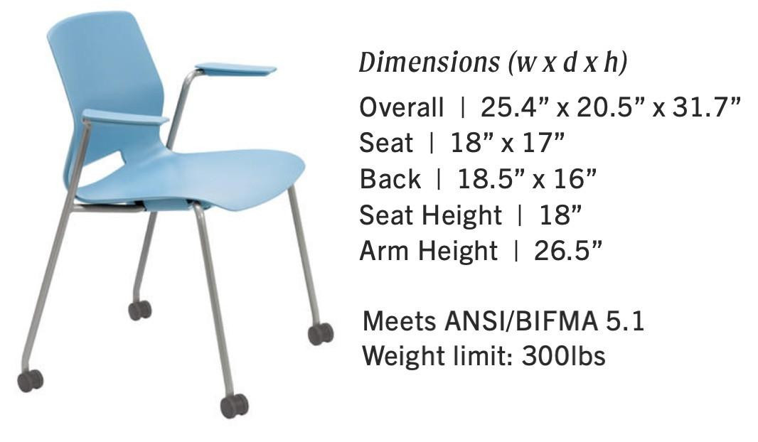 KFI IMME Polypropylene Training Room Chair with Arms