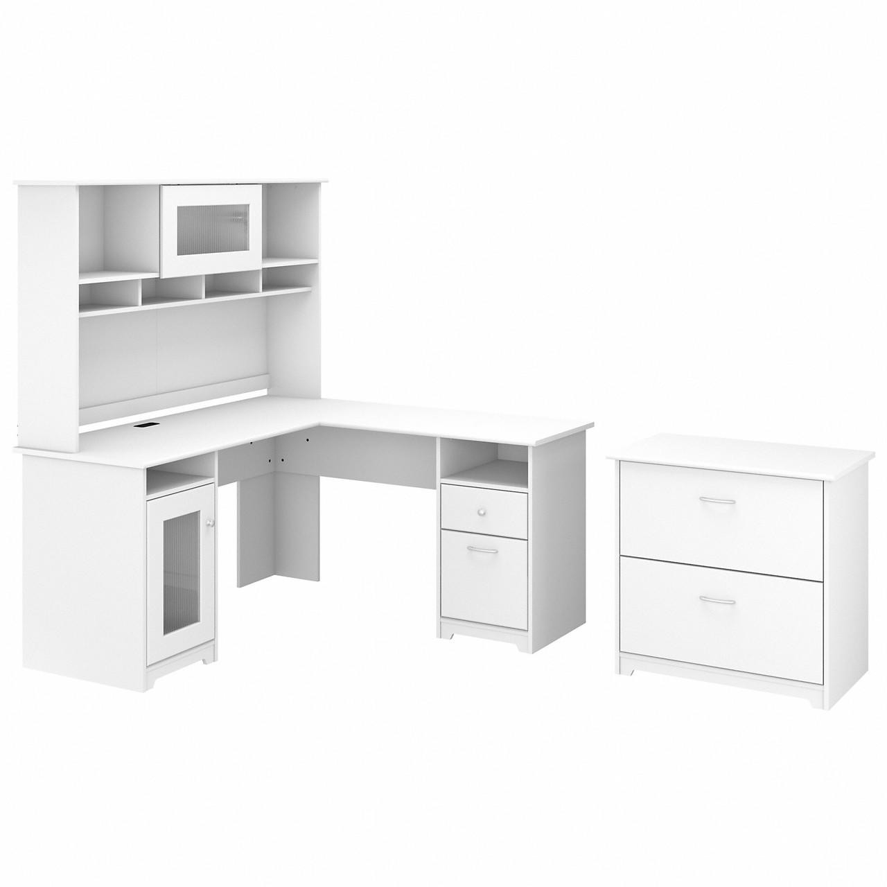 Bush furniture cabot l shaped shop computer desk with hutch cab001