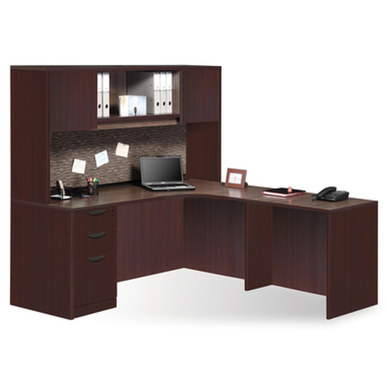 Office Source OS Laminate L-Shaped Desk with Hutch OS209