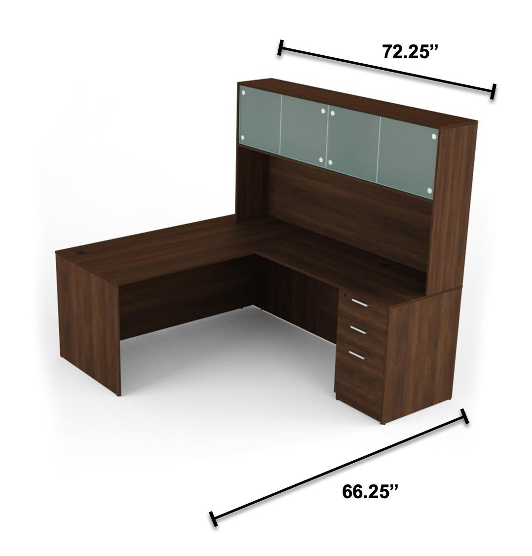 i5 Industries Kai Series L-Desk with Glass Hutch DH6672P-4