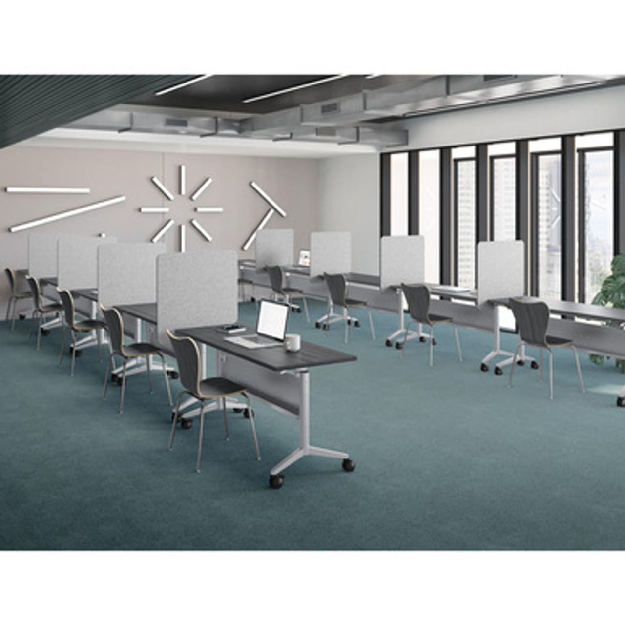 Office Source 10 Training Room Table Package with Divider Panels OST25