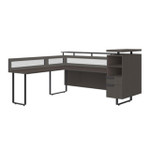  Office Source Palisades Modern Industrial L Shaped Reception Desk with Glass Transaction Top EVRC1L 
