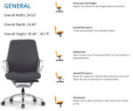  Office Source Veneto Executive Mid-Back Chair with Polished Aluminum Frame 301ML 
