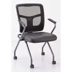  Office Source CoolMesh Nesting Chair with Easy Clean Vinyl Flip Seat 7794TNSA 