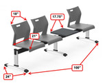Global Total Office Global Duet 3 Person Beam Chair with Table DUT503