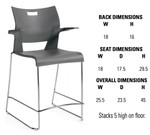 Global Total Office Global Duet Series Barstool with Arms 6630 (10 Colors Available!)