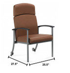 Global Total Office Global Care Healthcare Vinyl High Split Back Patient Chair with Rear Casters GC3718HB 