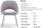 Woodstock Marketing Melanie Armless Mid Century Modern Fabric Stationary Conference Chair (2 Pack!)