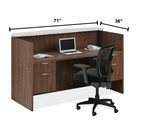  Office Source 71"W x 36"D Reception Desk with Floating Transaction Counter OS98 