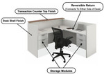  Office Source 71"W x 78"D L-Shaped Reception Desk with Floating Transaction Counter OS97 