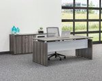Mayline Group Mayline Medina Modern 72"W x 36"D Desk with Matching Glass Accented Low Wall Cabinet 