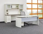 Mayline Group Mayline Medina 72" Desk with Matching Credenza and Glass Accented Hutch