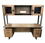Safco Products Safco Mirella MRCBF7220 72"W x 20"D Double Pedestal Credenza with Glass Door Hutch MRHG72