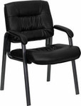  Flash Furniture Black Leather Executive Side Chair with Titanium Frame Finish 