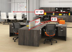  Offices To Go Superior Laminate 2 Person Open Concept Workstation with Acrylic Divider 