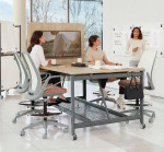 Global Total Office Global Collaborative Spaces Collection 78" x 48" Fully Loaded Counter Height Media Table with Power and Accessories 