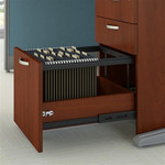 Bush Business Furniture Bush Office In An Hour Hansen Cherry L Shaped Workstation with Storage and Accessory Kit 