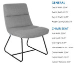  Office Source Sutton Contemporary Light Gray Upholstered Lounge Chair with Sled Base OSRL3005 