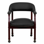  Flash Furniture Black Leather Luxurious Conference Chair with Casters 
