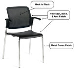 Global Total Office Global Sonic Mesh Back Guest Chair with Wipe Clean Poly Seat 6513MB