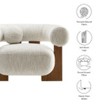  Modway Jace Boucle Pearl Upholstered Armchair with Wood Accents EEI-6996 