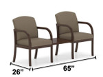  Lesro Weston Solid Wood Frame 2 Person Reception Bench with Connecting Table WS2201 