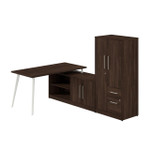  Bush Business Furniture Vista 60W L Shaped Desk with Metal Legs, Low Storage Cabinet, and Wardrobe 