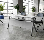  Flash Furniture 60" x 24" White Flip Top Nesting Table with Gray Steel Frame 