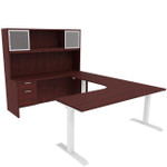  i5 Industries iRize 72"W Height Adjustable Executive U-Desk with Glass Door Hutch 