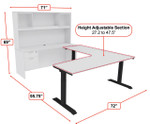  i5 Industries iRize 72"W Height Adjustable Executive U-Desk with Glass Door Hutch 