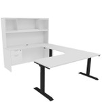  i5 Industries iRize 72"W Height Adjustable Executive U-Desk with Glass Door Hutch 