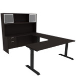  i5 Industries iRize 72"W Height Adjustable Executive U-Desk with Glass Door Hutch 