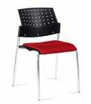 Global Total Office Global Sonic Perforated Poly Back Guest Chair with Upholstered Seat 6509