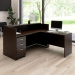  Bush Business Furniture Arrive 72W x 72D L Shaped Reception Desk with Shelf and Mobile File Cabinet 